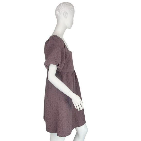 Madewell NWT Floral Quilted Puff Sleeve Mini Dress Purple Fig Multi Jacquard  L - Picture 4 of 13